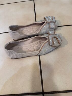 Sparkle Bow Beige Women’s Ballet Flats